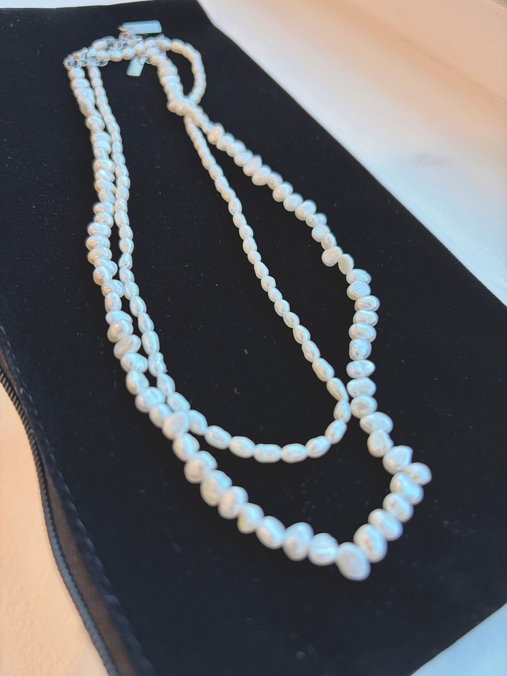 Set of 2 Dainty Baroque Pearl Choker Necklaces – Join Into One Long Necklace